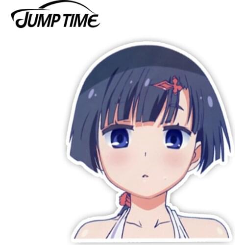 Jump Time 13cm x 12.5cm Car Styling Akishino Himeka PEEK BIG HEAD Car Sticker Window Funny Decal Vinyl Anime Kawii Stickers