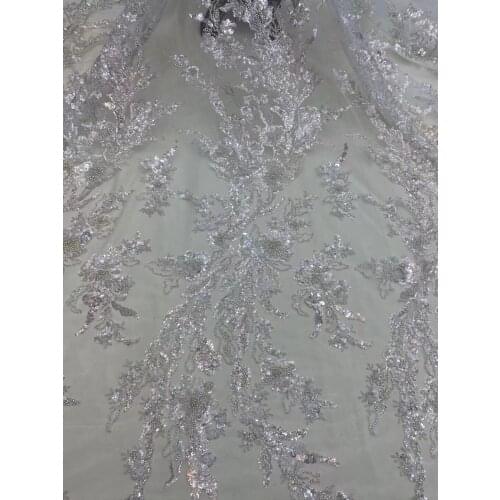 High Quality SYJ-3888823 Fabric Sequins Bead Embroidery African French Tulle Lace Fabric Mesh colorful For party dress