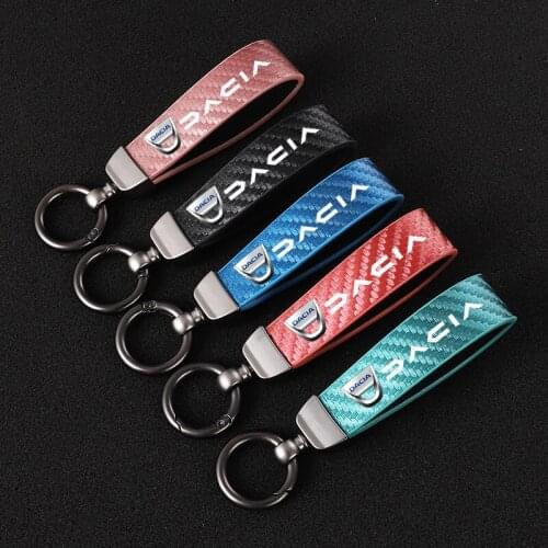 High-Grade Carbon Fiber Pattern Car Keychain Car Logo Custom Keyring For Dacia Duster Logan Mcv 2 Sandero Lodgy Stepway