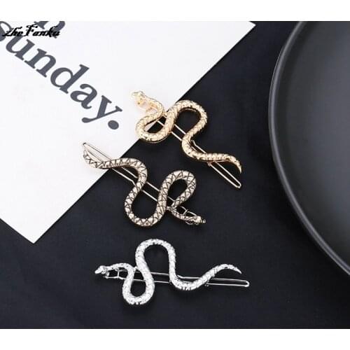 Punk Rock Hairpins Snake Animals Gold Metal Snake Shape Hairpins Hair Clips For Women Party Headpiece Hairgrips Hair Accessories