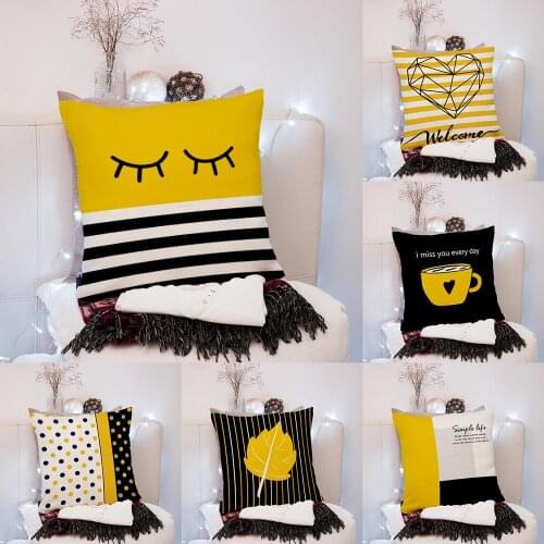 Yellow Geometric Cushion Cover Sofa Decorative Cushions Pillow Cover Home Decoration Pillow Case Hawaiian Tropical Summer Cover