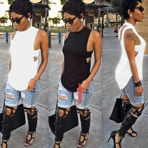 2019 Women Fashion Summer Casual Loose Tank Tops Vest Blouse Sleeveless Crop Shirt Sexy Slim Solid Backless Lady Vest Shirt