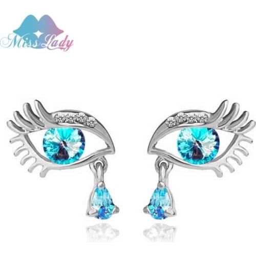 Miss Lady Zircon Stud Earrings Eye Tear Stud Earring For Women Fashion crystal Accessories Jewelry MLM16092