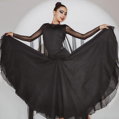 WomenS National Standard Dance Costumes Long Sleeved Skirts Waltz Modern Dance Dress Ballroom Dance Competition Dresses DN9641
