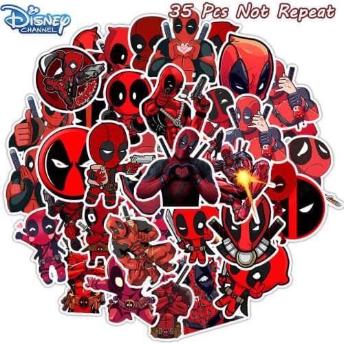 10/35Pcs Marvel The Avengers Deadpool Stickers Disney Kids Stikers Toys Cool Guitar Luggage Waterproof Skateboard Laptop Sticker
