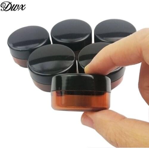 10pcs/10ml new brown refillable bottle with black lid jars plastic container for nail liquid cream lotion travelling storage