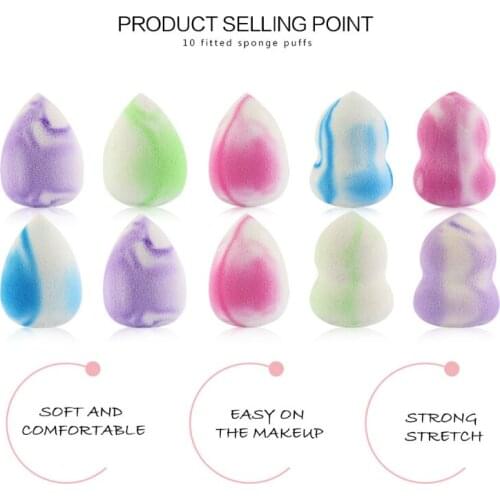 10pcs Powder Puff Wet Dry Beauty Egg Without Powder Cushion Cute Soft Makeup Tools Colorful Portable Drop Shape Gourd Sponge