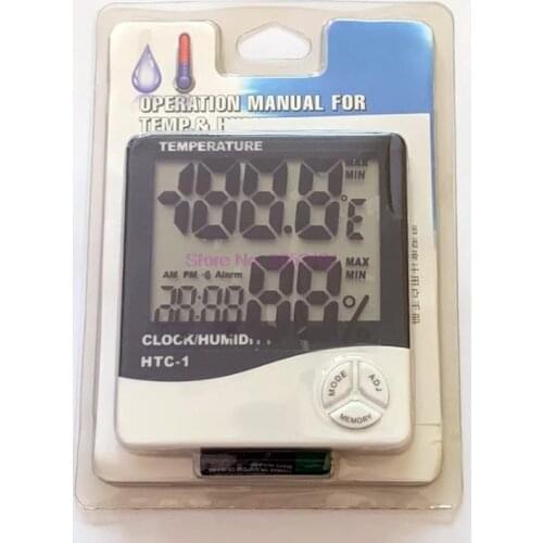 100pcs Eyelash LCD Digital Temperature Humidity Meter With Clock HTC-1 Grafted Eyelashes Extension Hygrometer Weather Station
