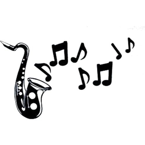 17.1CM*10.24CM Interesting Music Saxophone Symbol Decor Car Sticker Vinyl Black/Silver S9-0795