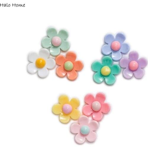 20pcs Cute Flower Flatback Resin Cabochons Handmade Scrapbook Crafts Headswear Accessories Apparel Jewelry Phone Case Decor 20mm