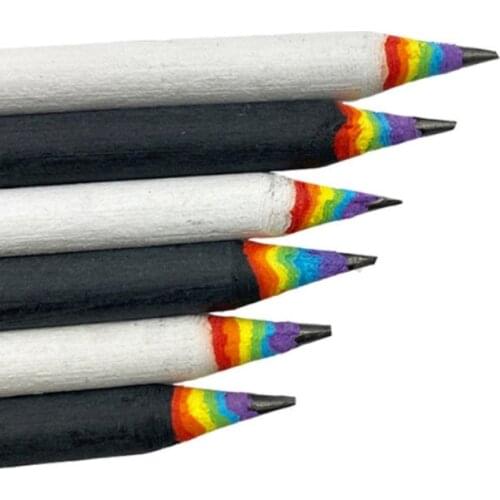 5 PCS Rainbow Pencil 2B Pencil Black White Suit Creative Personality Student Pencil Rainbow Pencil Y5GE