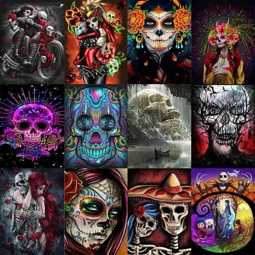 5D DIY Art Diamond Painting Diamond Skull Ghost Face Pattern Diamond Mosaic Full Embroidery Home Decoration