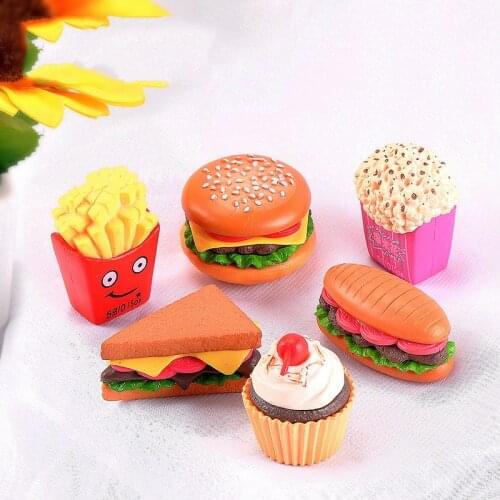6PCS Restaurant Fake Fries Hamburger Food Child Boy Girl Toy Small Statue Figurine Craft Figure Miniatures Play House Kitchen