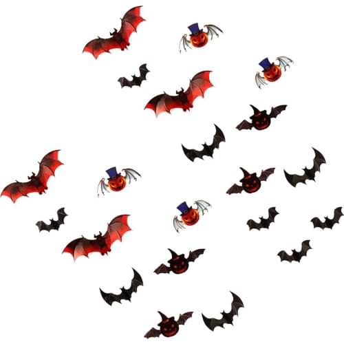60pcs Halloween 3D Bats Stickers Realistic Innovative Scary Pumpkin Bat Sticker Halloween Party Home Decoration
