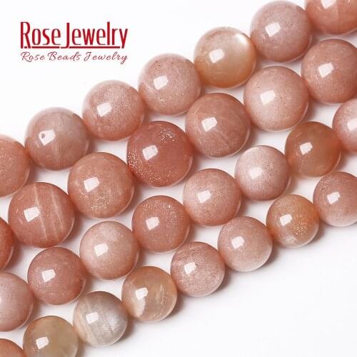 AAAAA Quality Natural Sunstone Quartz Peach Round Loose Beads 15" Strand 4 6 8 10 12 MM Pick Size For Jewelry Making Bracelet