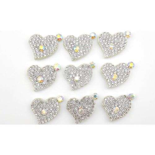 2.5*2CM Rhinestone & Pearl Love Heart Applique for DIY Clothes Patch Hat Shoes Headwear Hair Clips Decoration