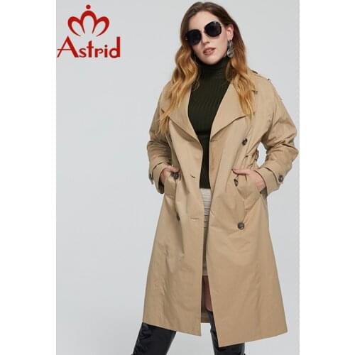 Astrid New Spring Autumn Trench Coat long Fashion Windproof hood Plus size Outwear Windbreaker female clothing 7246