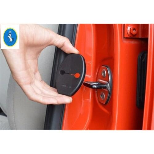 Yimaautotrims Auto Accessory Inner Car Door Lock Buckle Pad Guard Cover Trim Kit 4 Piece For Volkswagen T-Roc T Roc 2018 - 2021