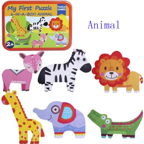 Wooden educational toys for children cartoon animal traffic large jigsaw puzzle educational early education cognitive baby toys