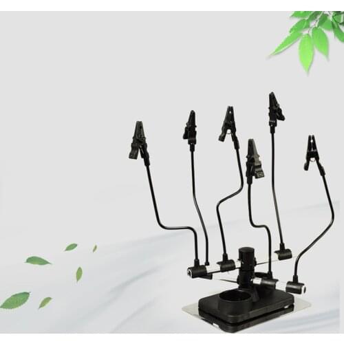 Model Hobby Parts Holder Airbrush Paint Spray Gun Holder, Alligator Clip Sticks with Base Holder, Six Alligator Clip Stand