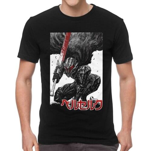 Berserk T-shirt Men Graphic T Shirts Short Sleeve Anime Manga Swordsman Katakana Tshirt 100% Cotton Tee Top Clothes