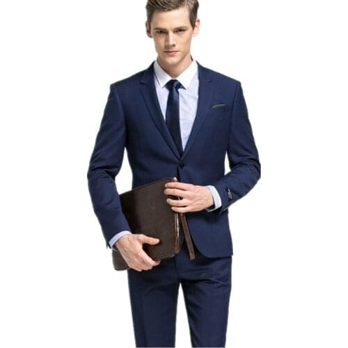 Hot Sale pure color Suits For Men Groom Tuxedos Notch Lapel Groomsmen Men Wedding Suits(Jacket+Pants) two-piece