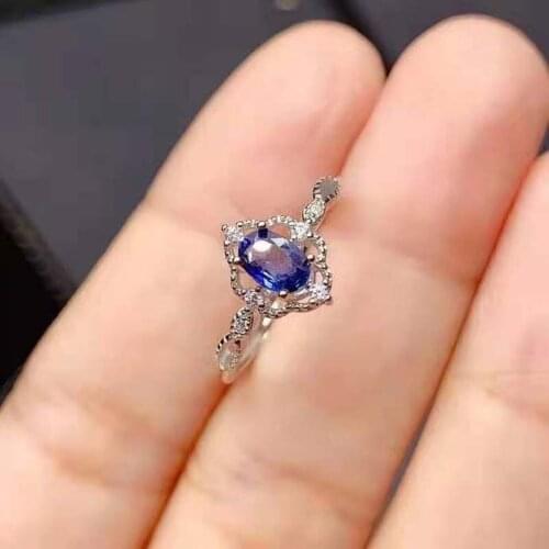 Natural Sri Lanka Sapphire S925 Ring Elegant Fine Fashion Charming Wedding Jewelry for Women Free Shipping MeibaPJFS