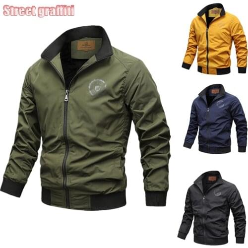 Mens Spring Autumn Casual Jackets 2021 New Tactical Sportswear Stand Collar Slim Cargo Jacket Male Bomber Streetwear Jackets