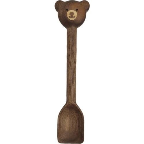 Bear Cutlery Wooden Spoon Tableware Walnut Coffee Spoon Handmade Honey Spoon Jam Spoon Kitchen Accessories