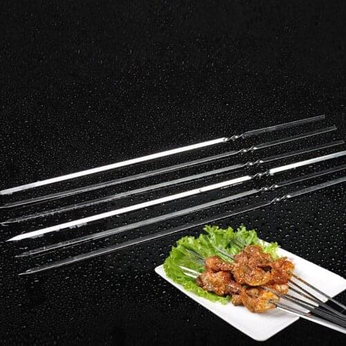 Reusable Flat Stainless Steel Barbecue Skewers BBQ Needle Stick For Outdoor Camping Picnic Tools Cooking Tools