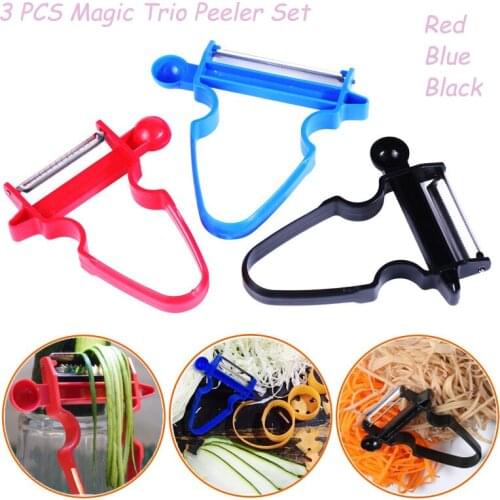 3 pcs Set Slicer Shredder Peeler Julienne Cutter Multi Peel Stainless Steel Blade Zesters Kitchen Tools Magic Trio Peeler Set