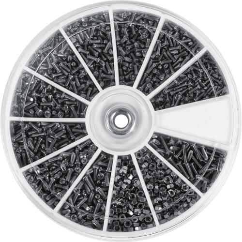 1Box (600pcs) 12 Kinds of Small Screws Nuts Assortment Kit M1 M1.2 M1.4 M1.6 screw for Watches Glassess Repair Tools tornillos