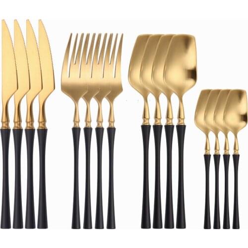 Cutlery Set Black Gold Stainless Steel Dinnerware Knives Golden Kitchen Matte Flatware Set Western Tableware Gold Dropshopping