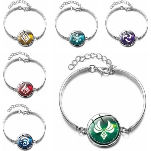 Wholesale New Game Genshin Impact Bracelet Lumine Eye of God Time Gem Stainless Steel Bracelet for Men Women Cosplay Jewelry
