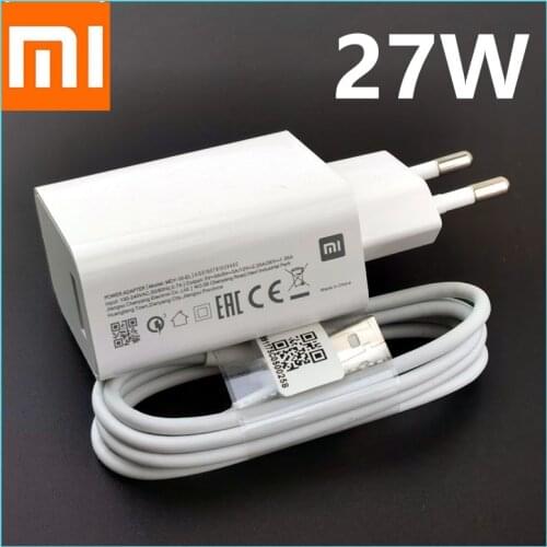 27W EU Xiaomi Fast Charger Turbo Charge Usb Travel Adapter For mi 10 9 9t 8 6 redmi note 8 9 pro a1 a2 a3 charging Type c cable