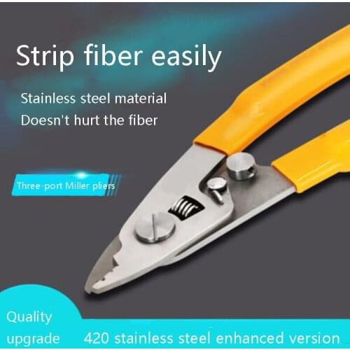 Stainless steel three-port Miller pliers double-mouth pliers high-quality fiber stripping pliers optical fiber tools
