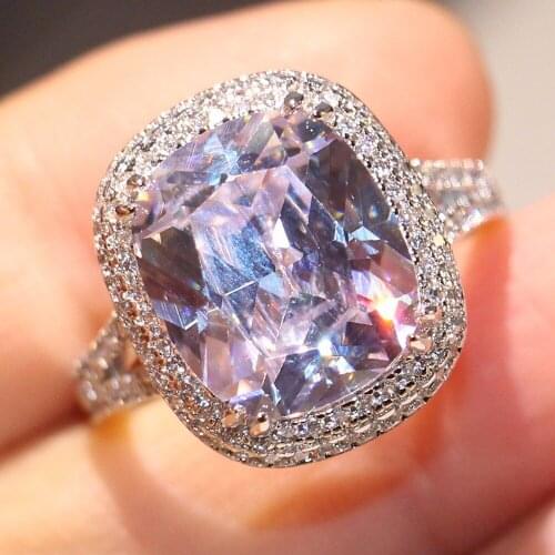 Stunning Brand New Luxury Jewelry 925 Sterling Silver Cushion Shape AAAAA Zirconia CZ Dove Egg Eternity Women Wedding Band Ring