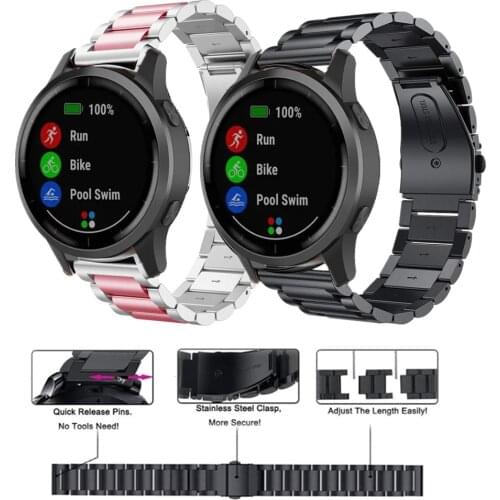 Stainless Steel Strap For Garmin Vivoactive 4 Approach S40 Metal Bracelet For OnePlus Watch 46mm Smart Watch Band Accessories