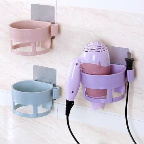 Self-adhesive Wall Bathroom Hair Dryer Holder Racks Storage Shelf Plastic Hanging Hooks Hanger Hair Dryer Organizer Holder
