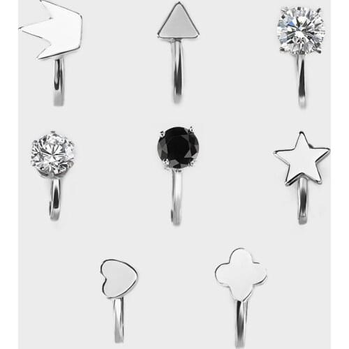 1 PCS Simple Small Star Heart Crystal Clip Earrings for Women Man Bohemia Little Geometric Crown Ear Cuff Earrings