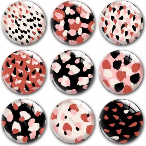 Handmade Pink Patterns Animal Prints Leopard Round Photo Glass Cabochons Demo Flat Back DIY Jewelry Making Findings Accessory