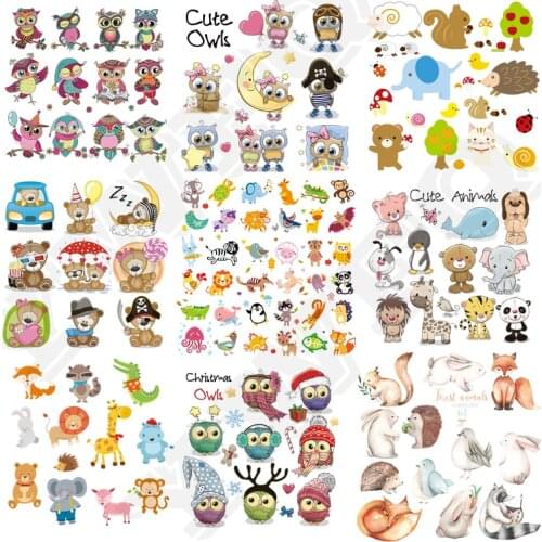 Cute Animal Thermal Patch T-Shirt Dresses Parches Garment Accessory Diy Washable New Heat Transfer Little Owls Elephant Sticker