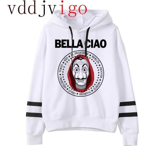 Unisex La Casa De Papel Hoodies Men Top Cartoon Money Heist Hooded House of Paper Kawaii Anime Cute Bella Ciao Sweatshirt Male
