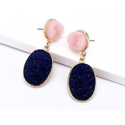 Fashion Jewelry Elegant Resin Stone Geode Earrings Geometric Drop Earrings For Women Jewelry Statement Pendientes