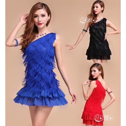 Latin dance dress costume performance wear adult tassel sequins womens Latin dance competition skirt clothing