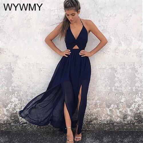 WYWMY Summer Women Dress Vintage Sexy Bohemian Floral Evening Party Beach Dresses Sundress Floral Halter Female Maxi Long Dress