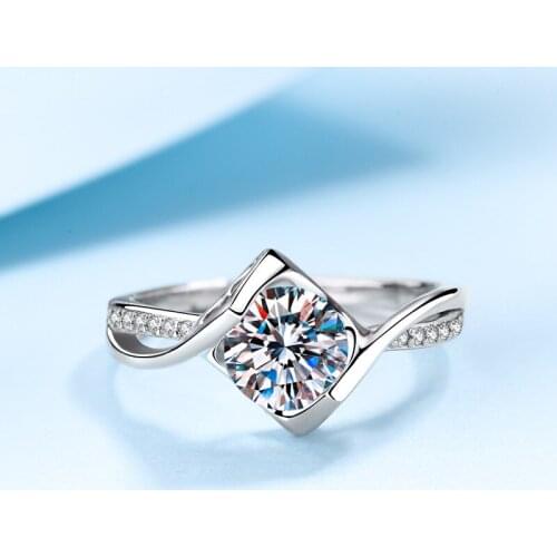 Real Moissanite Rings Heart Channel Setting Diamond Engagement Ring Promise Bridal Rings For Women Anniversary Gift Jewelry