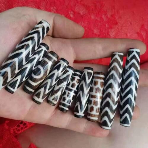 1pcs/lot high quality Bontic wood fossil beads Long short two styles Weathered pattern Tiger pattern King Kong Cultural heritage