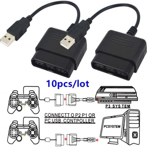 10pcs Controller USB Adapter Converter Cable for PlayStation 2 to USB for Sony PlayStation 3 PS3 and PC Video Game Accessories