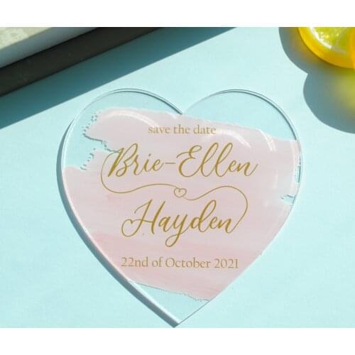 10pcs Heart Shape Save The Date Card Clear Acrylic Thank You Card Design Wedding Favor Decoration Design